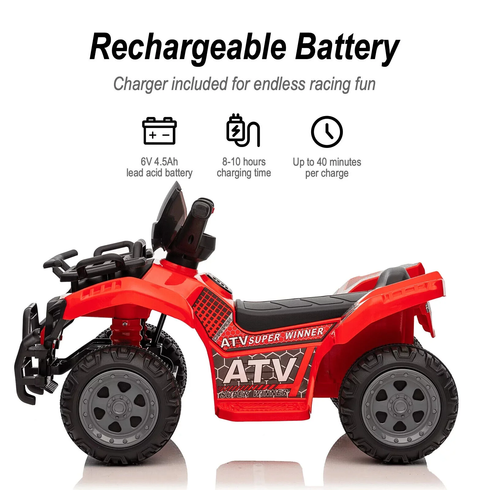 Red 6V Electric Four-Wheeler Ride on Toy for Toddlers - Perfect for Little Adventurers! - Image 3