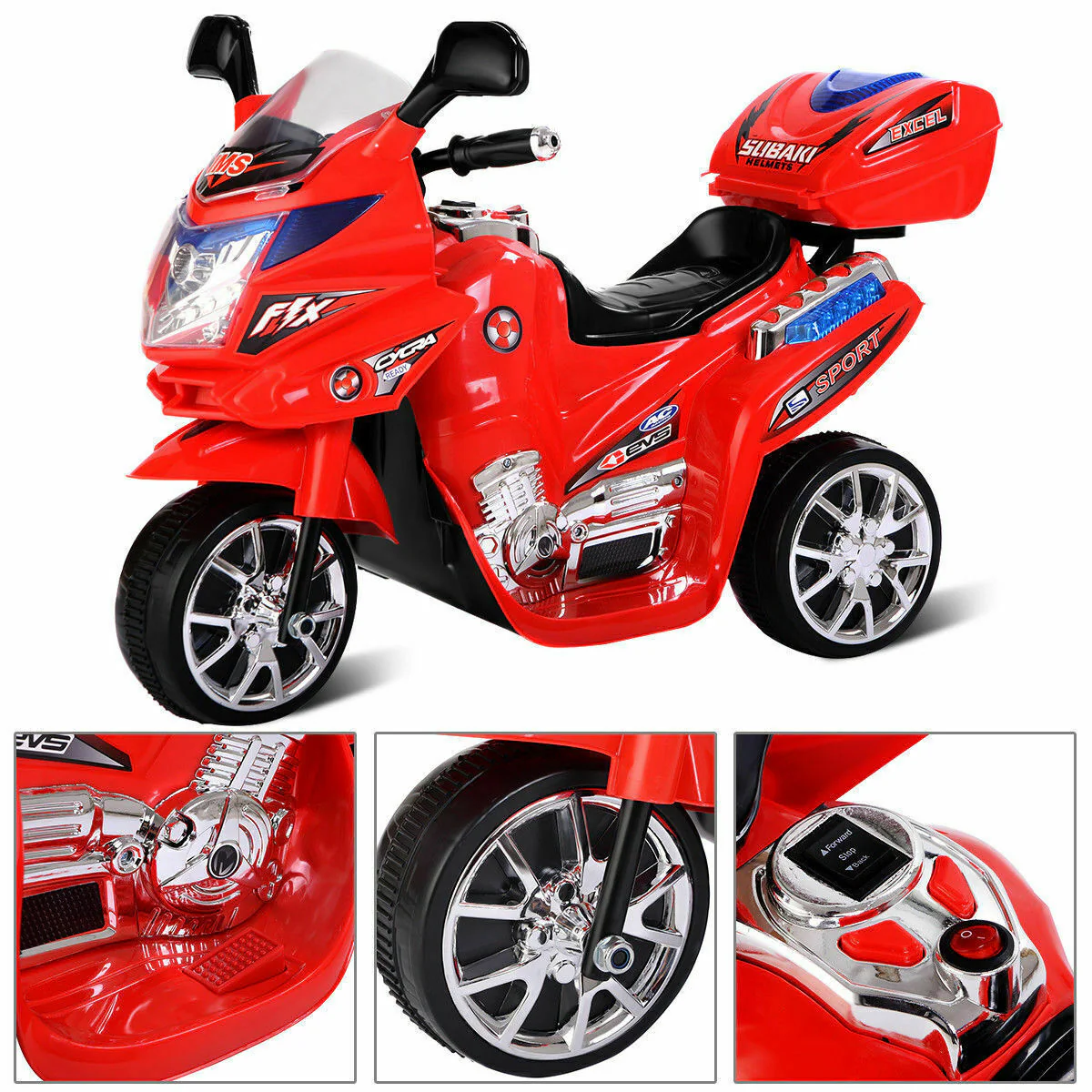 Red 6V Electric Ride-On Motorcycle for Kids - Babyjoy 3 Wheel Battery-Powered Toy - Image 4