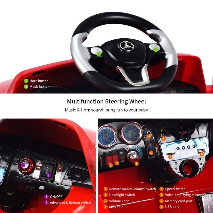Red 6V Mercedes Electric Ride On Car for Kids 37-72 Months with MP3 and Remote Control - Image 4