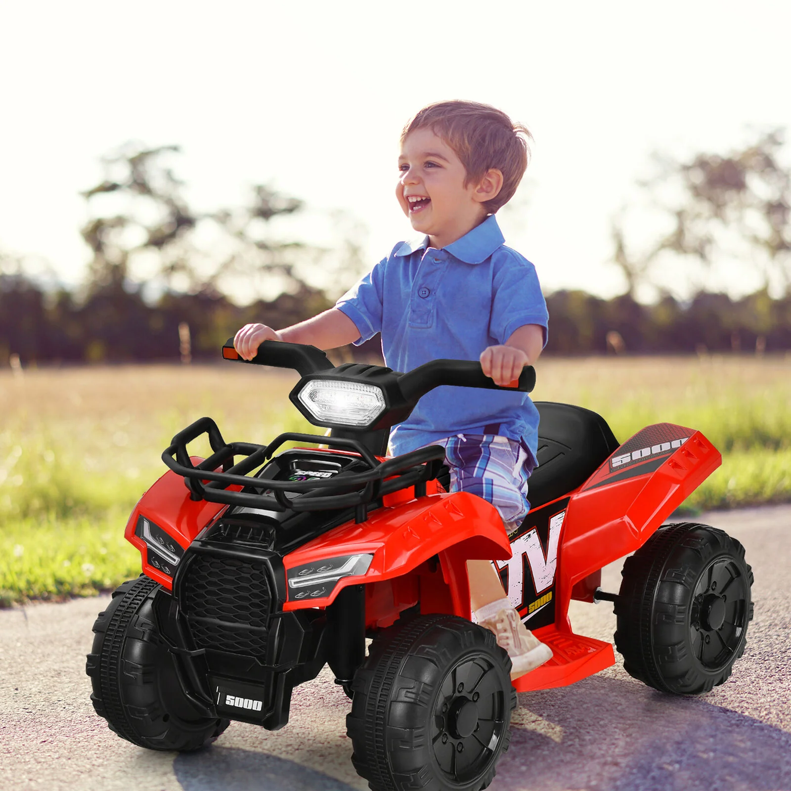 Red 6V Quad Ride-On Car for Kids with Music, Horn, and LED Lights - Image 3