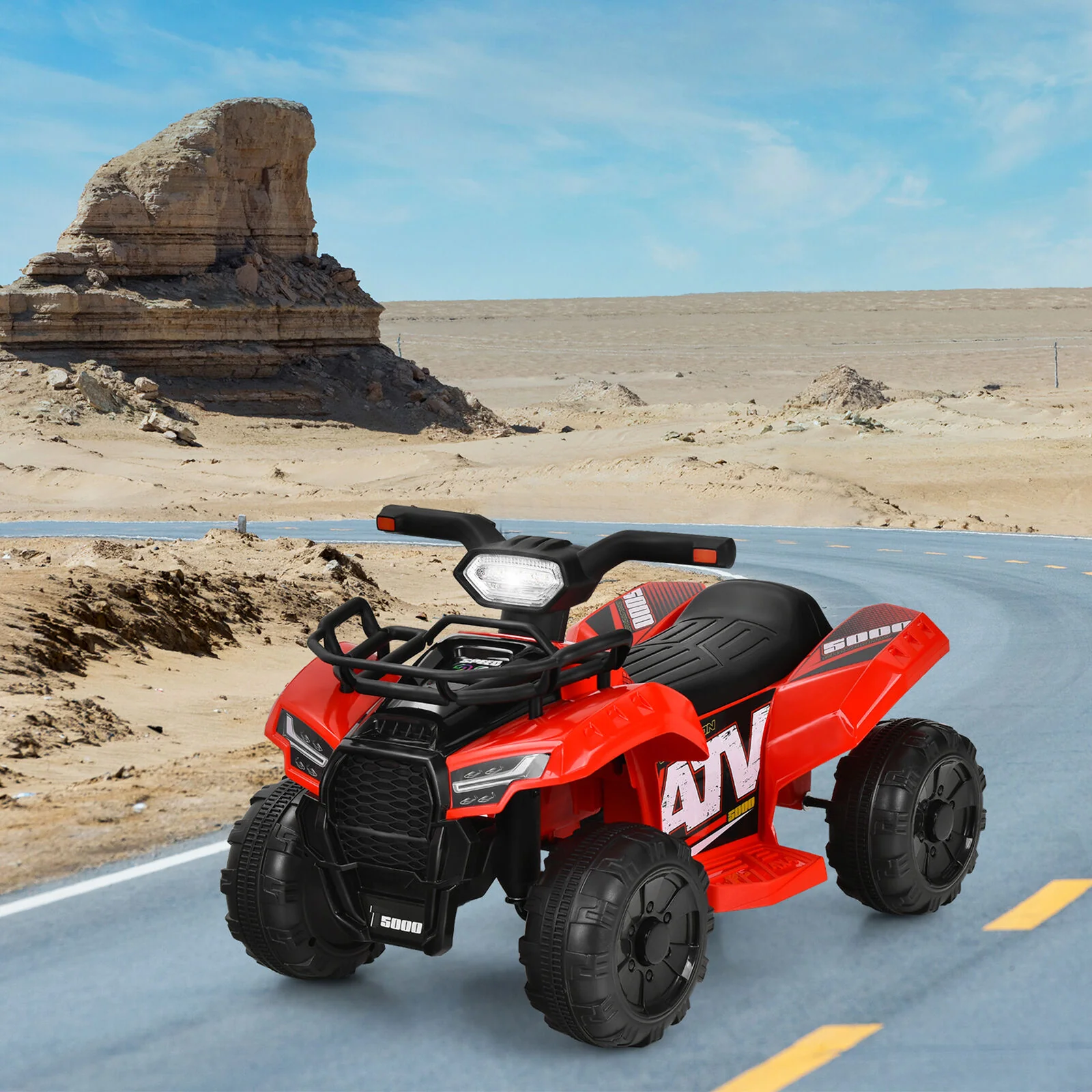 Red 6V Quad Ride-On Car for Kids with Music, Horn, and LED Lights - Image 4