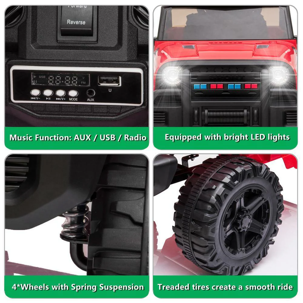 Red Double Drive 12V Electric Car with Rechargeable Battery for Kids - Image 5