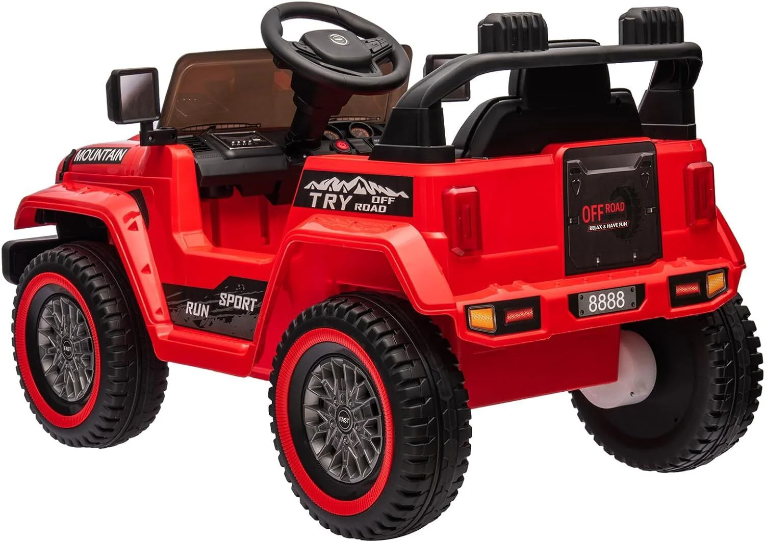 Red Electric 12V Battery Kids Ride On Jeep with Remote Control and Music - 3 Speed Options - Image 9