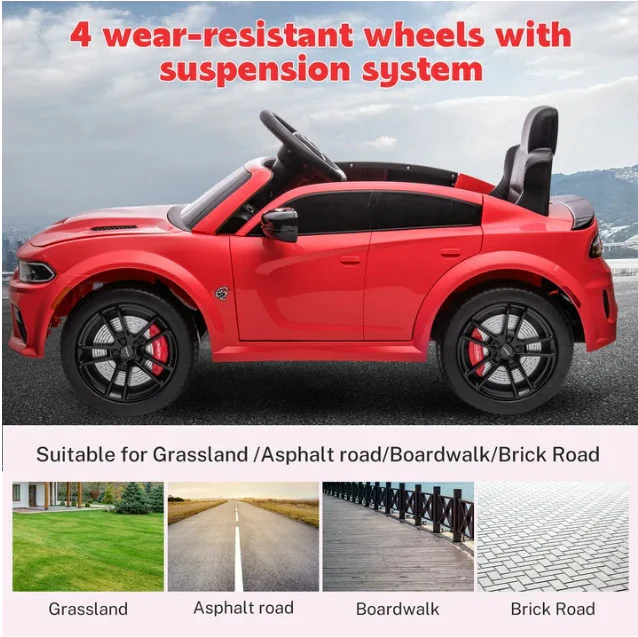 Red Electric Ride-On Car for Kids with Safety Belt, Parent Remote Control, and Music - Image 2