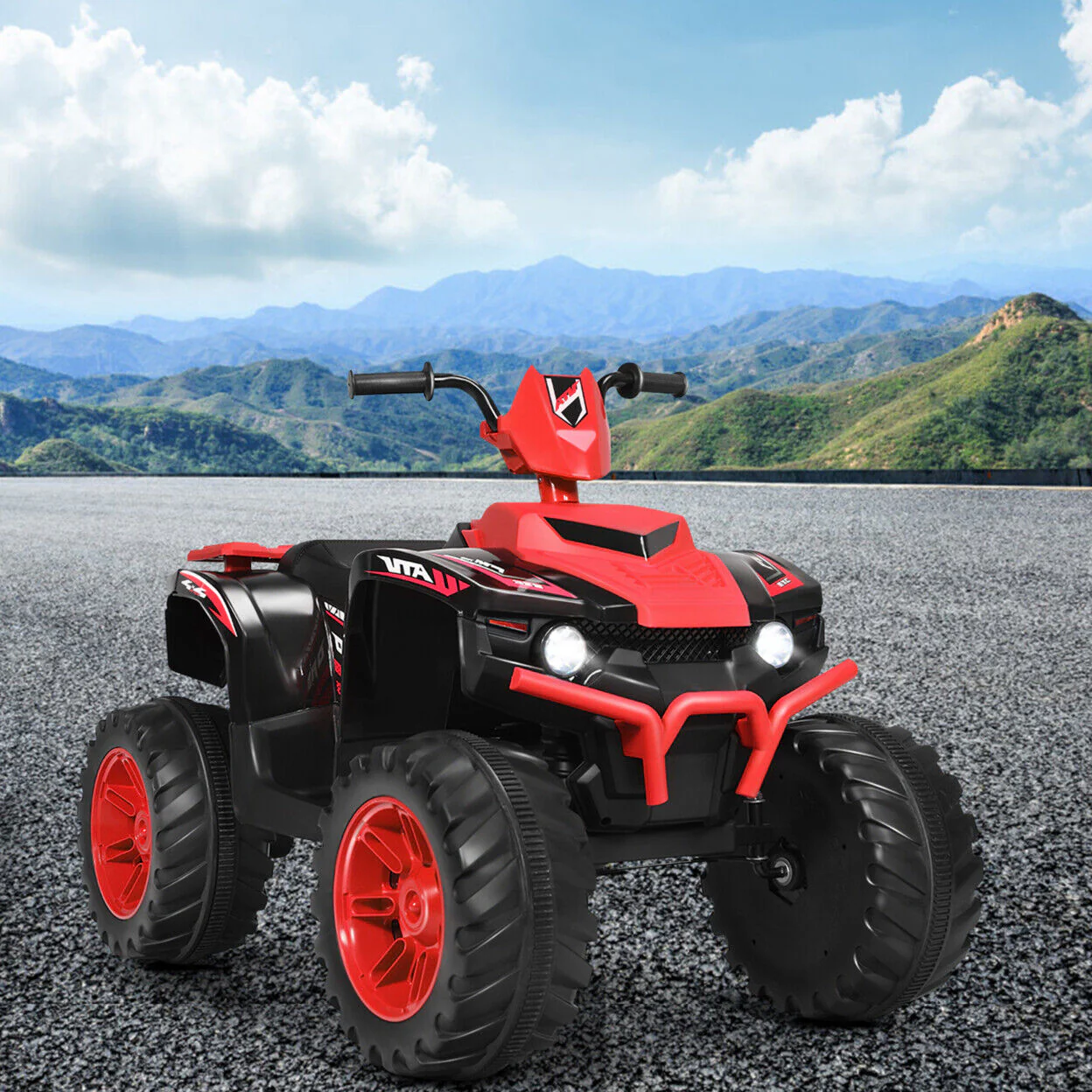Red Electric Kids Ride On ATV with Music and LED Lights - 12V 4-Wheeler Quad - Image 3