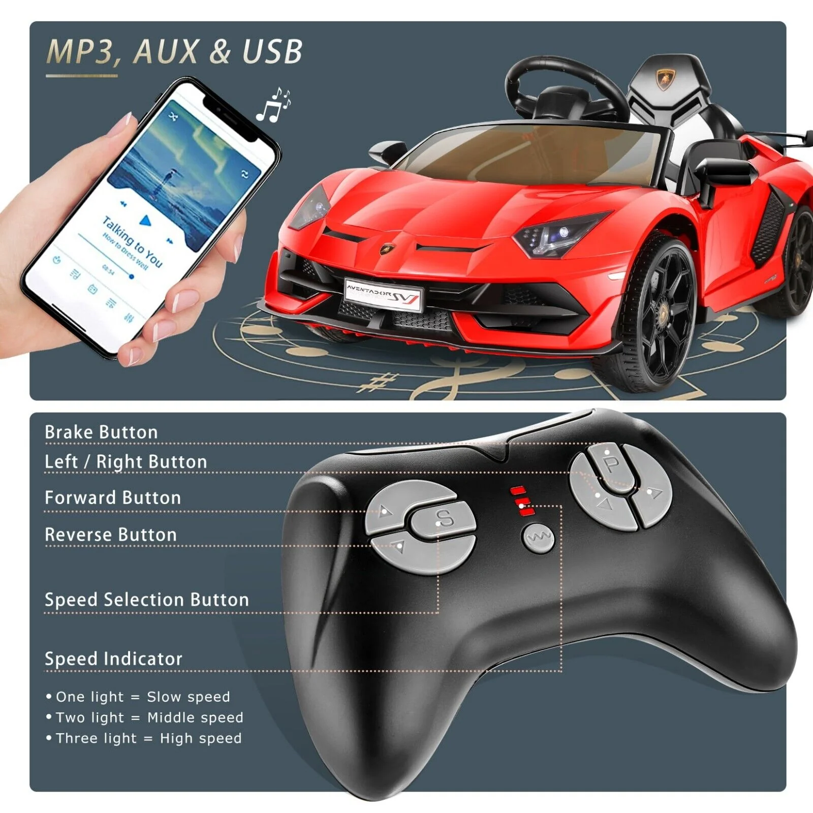 Red Lamborghini Electric Ride On Car for Kids - 12V Battery Powered Toy with 70W Motor - Image 7