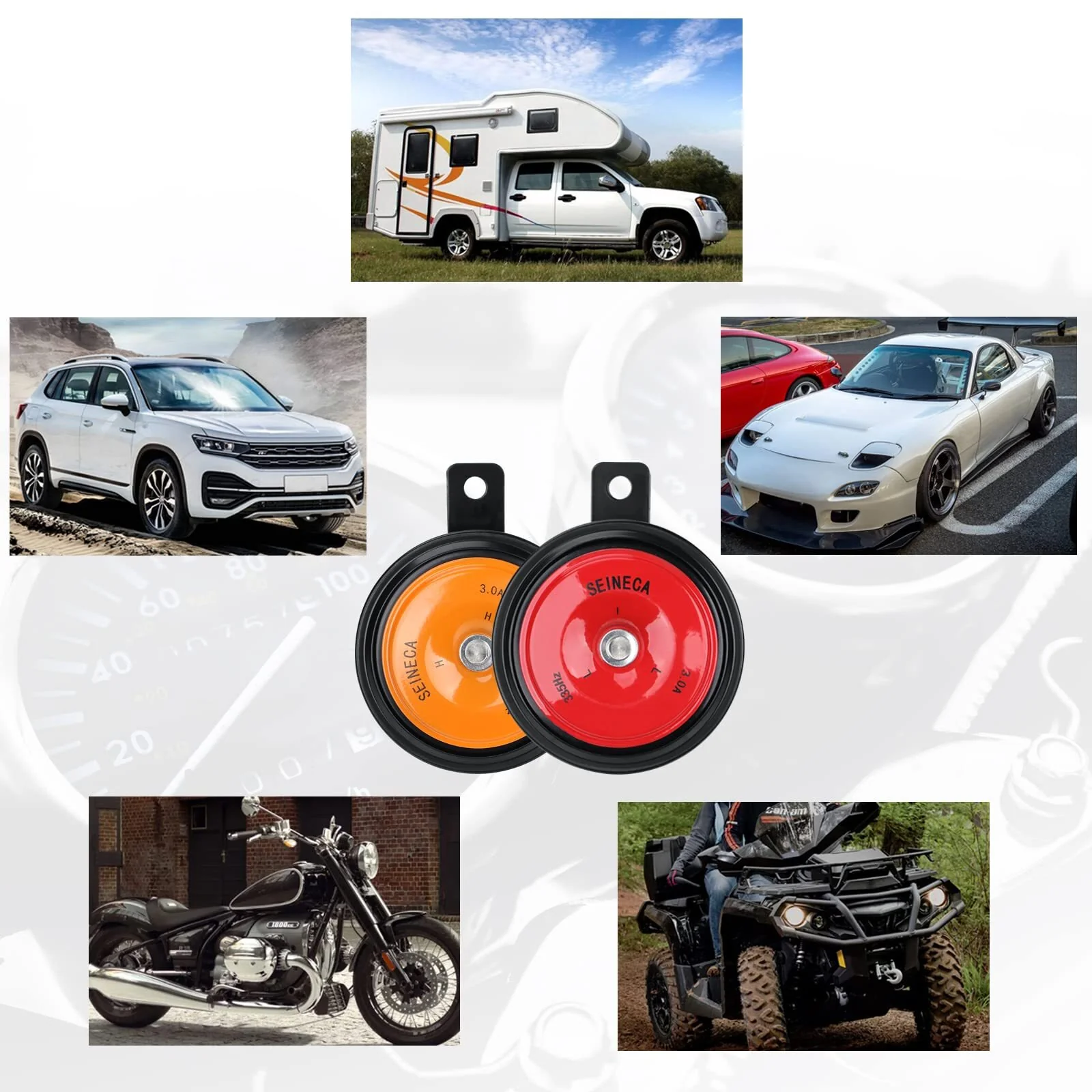 12V Waterproof Universal Electric Car Horn Kit Red and Orange 125dB Loud Round - Image 5