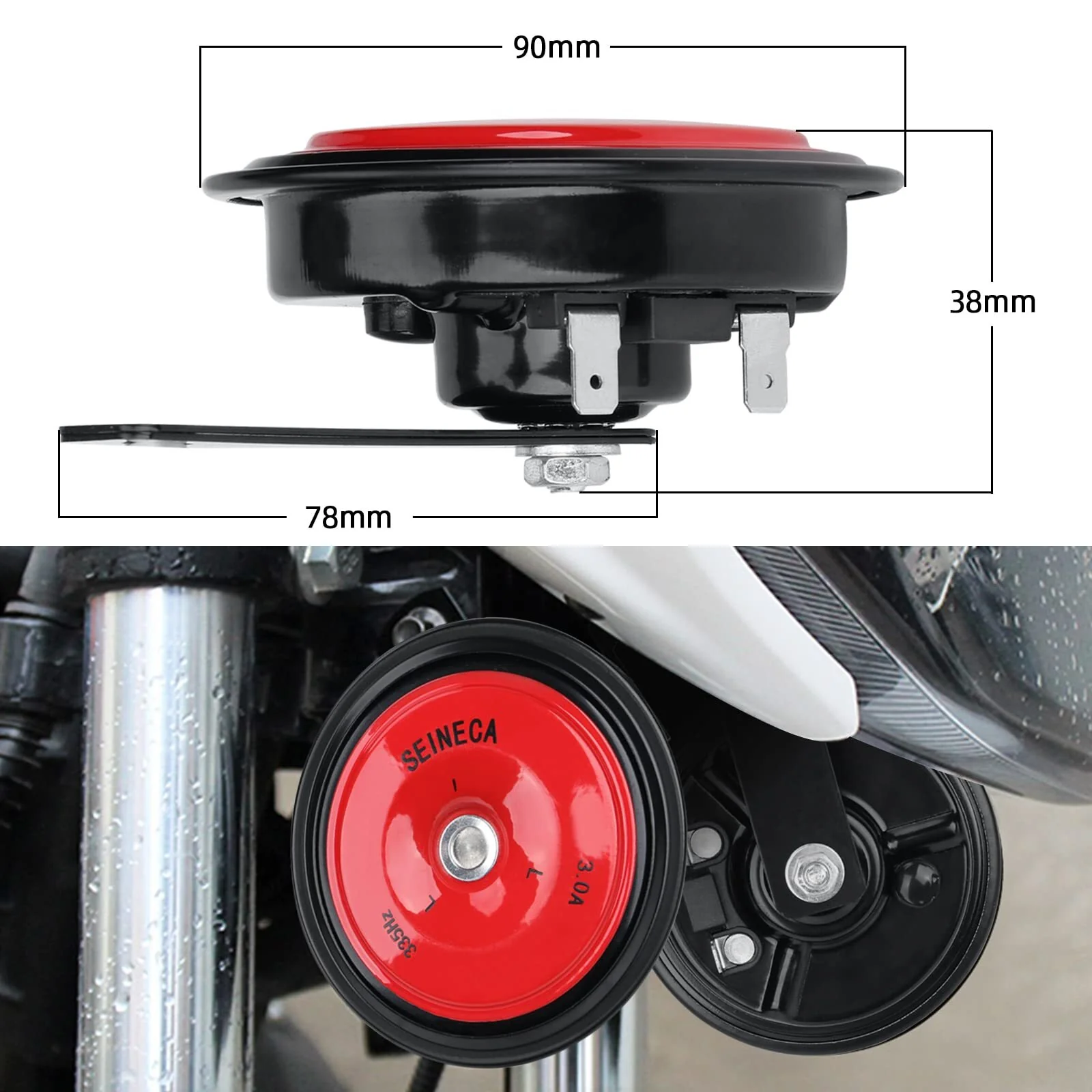 12V Waterproof Universal Electric Car Horn Kit Red and Orange 125dB Loud Round - Image 7