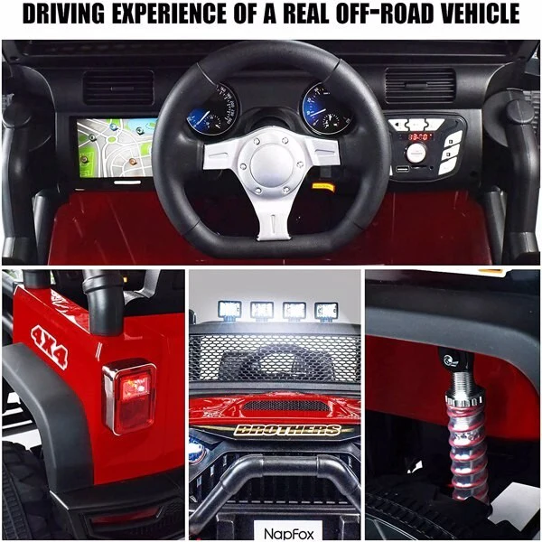 Red Ride-On Electric Car for Kids with 2 Seats and Remote Control Battery Powered - Image 4