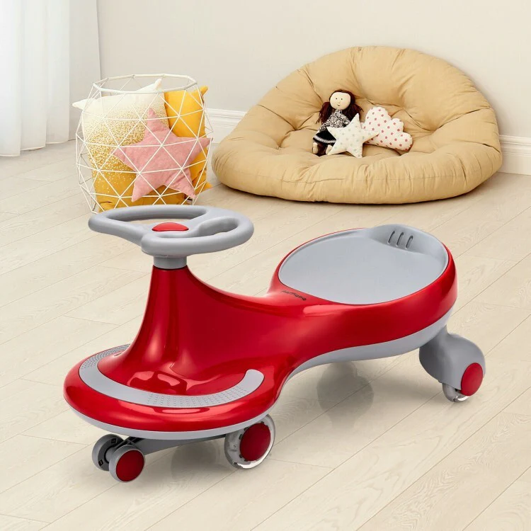 Red Toddler Wiggle Ride-On Car with Flashing Wheels for Children - Image 6