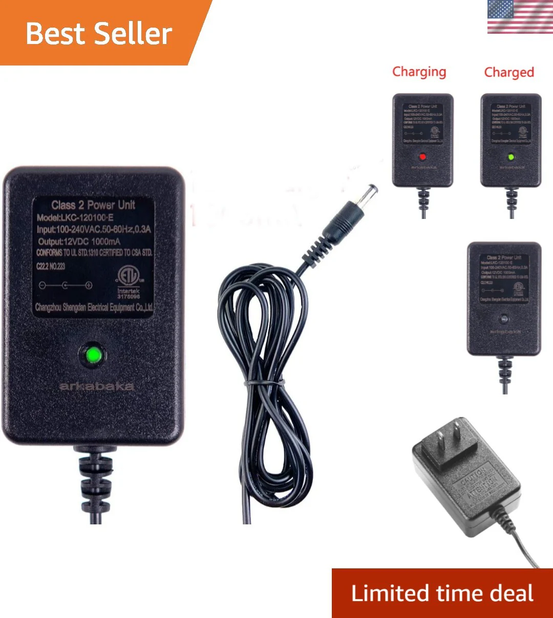 12 Volt Charger with Charging Indicator Light for Electric Ride-On Toys