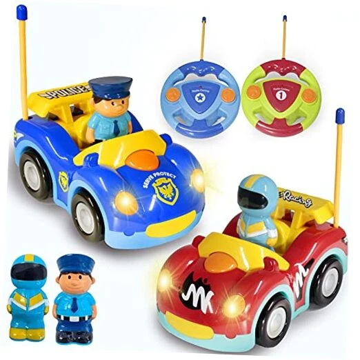 Remote Control Cartoon Police and Race RC Radio Control Cars Toy Set