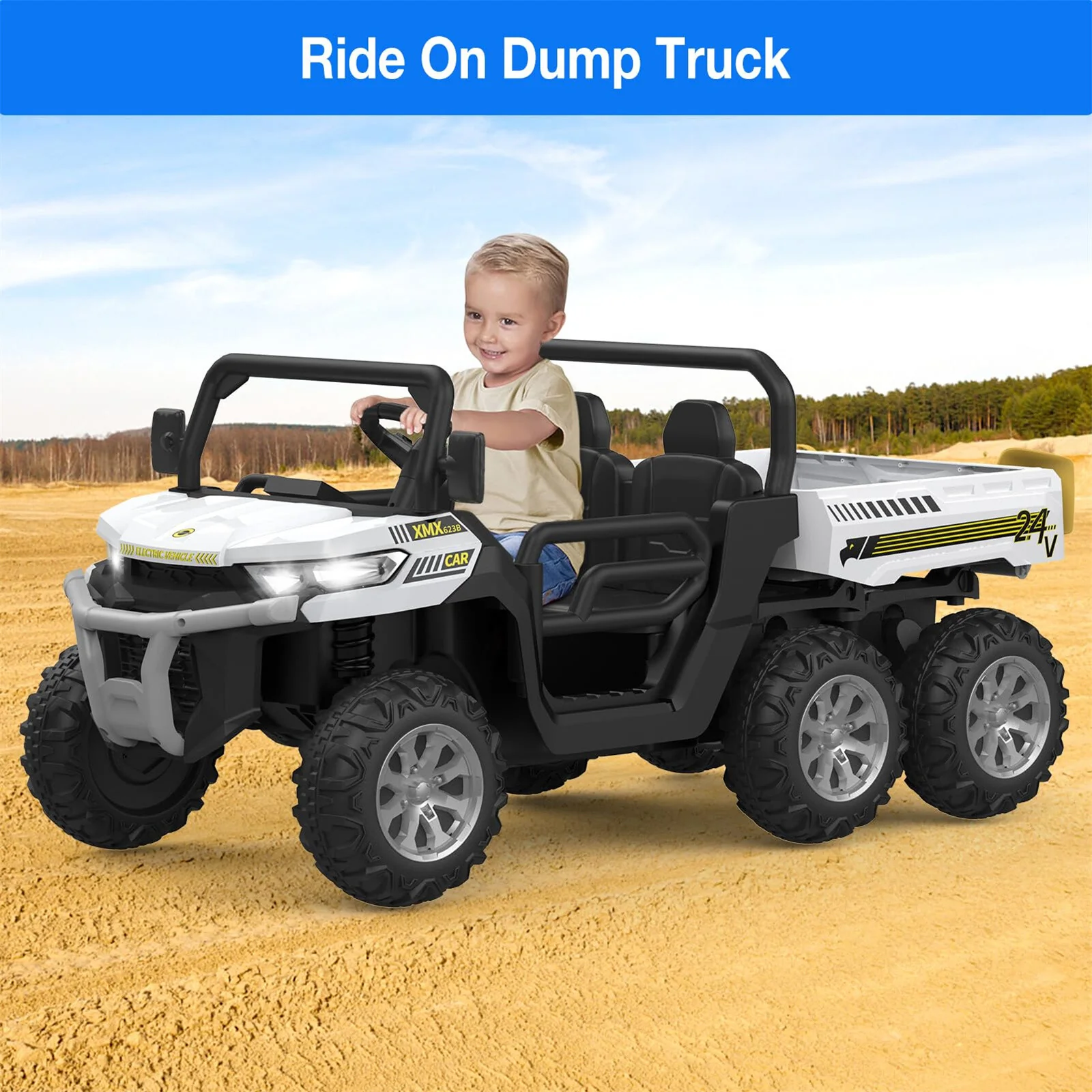 Remote Control Electric Ride-On Dump Truck Toy for Kids with Functional Dump Bed - Image 3