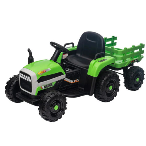 Remote Control Electric Tractor Trailer Ride-On Toy for Kids - 12V Battery Powered