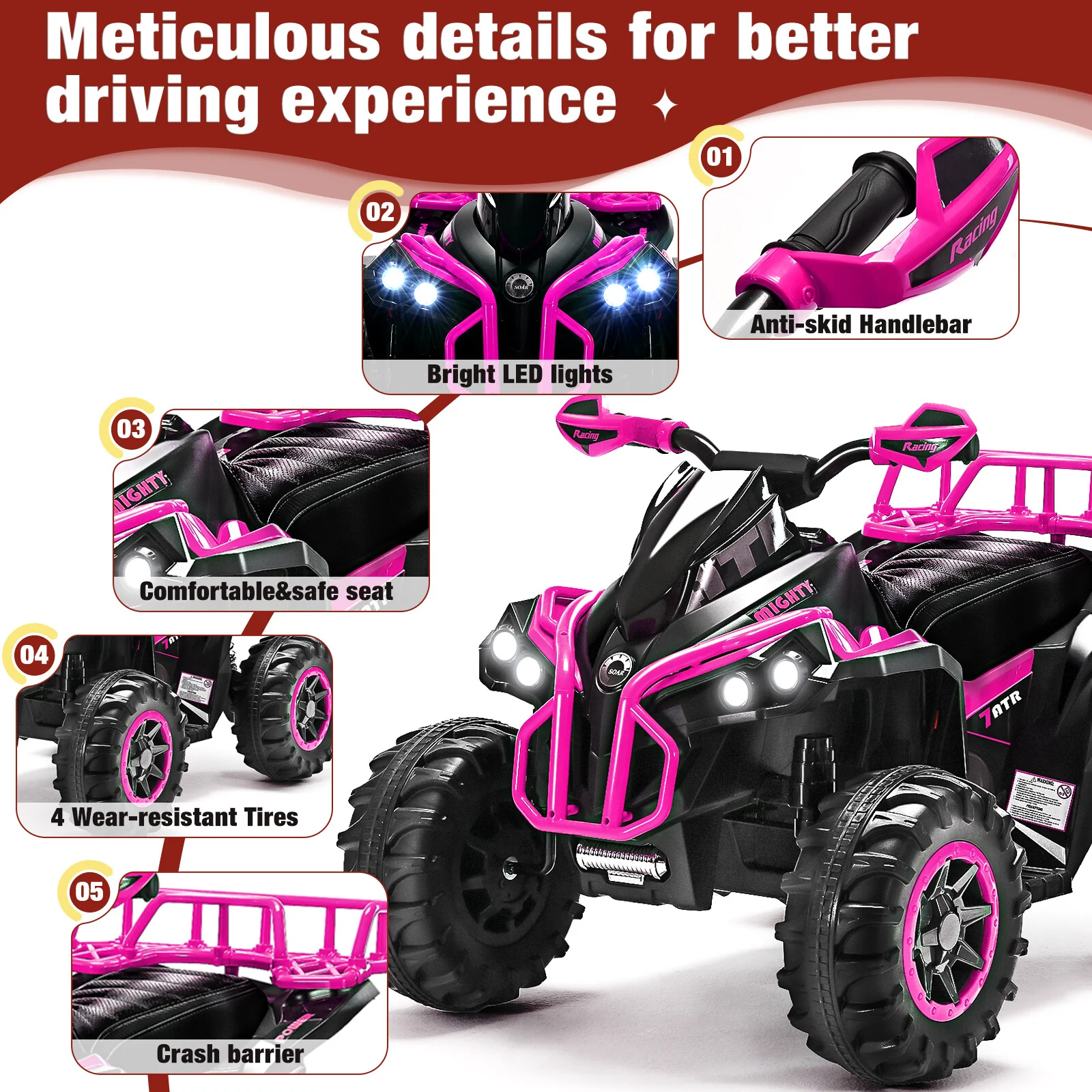 Electric Remote Control Four-Wheeler Ride-On Toy for Kids with Music, LED Lights, and USB Charging - Image 22