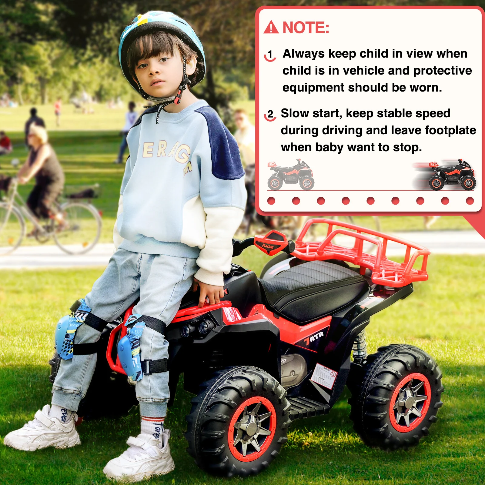 Electric Remote Control Four-Wheeler Ride-On Toy for Kids with Music, LED Lights, and USB Charging - Image 8