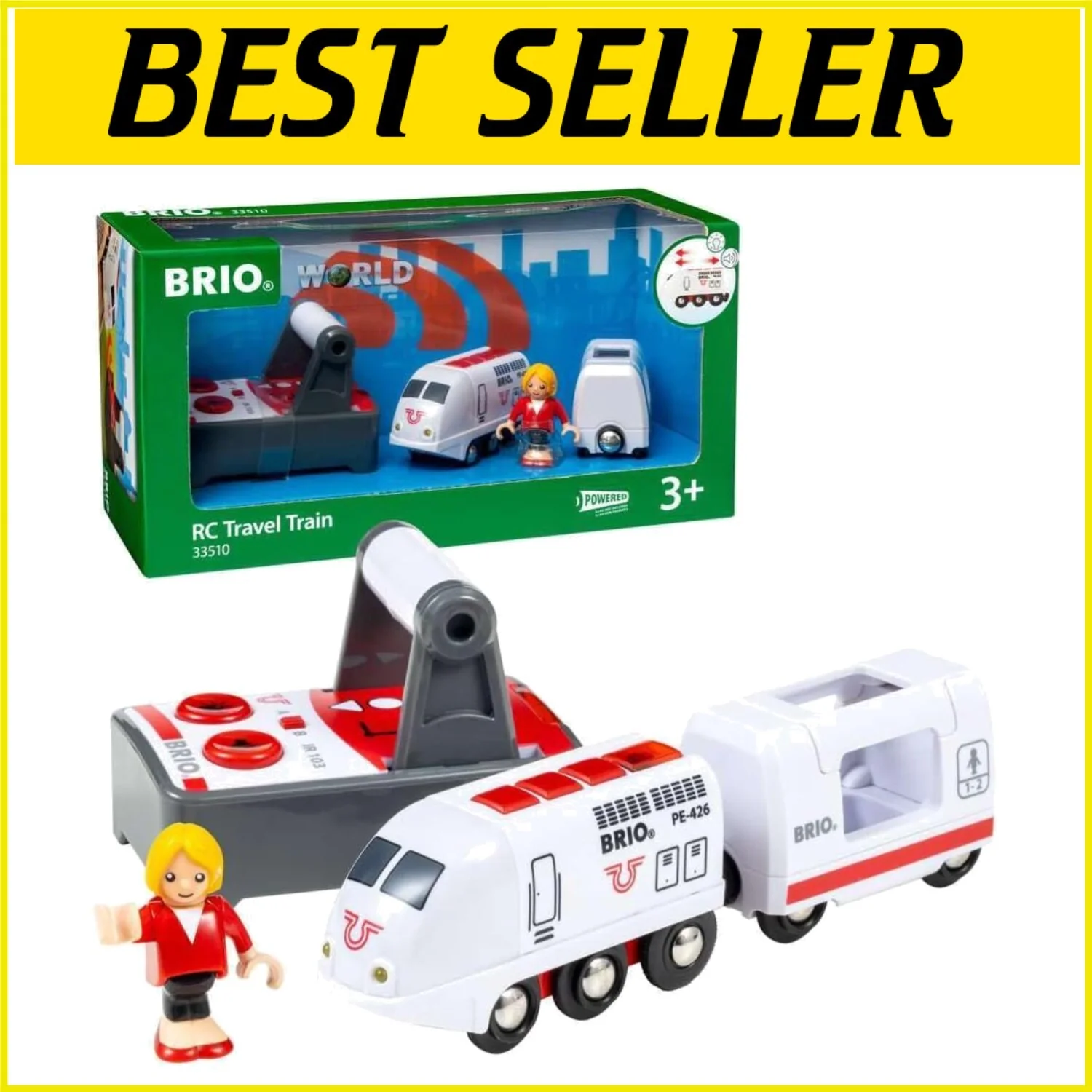 Remote Control Kids Toy Train with Light and Sound Compatible with Wooden Tracks