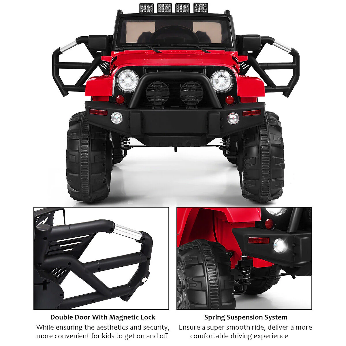 Remote Control Ride-On Truck with MP3 Player and LED Lights for Kids - Red - Image 6