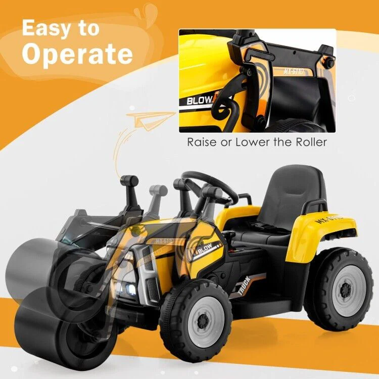 Remote Control Road Roller Ride-On Truck for Kids with Wide Seat - Image 4