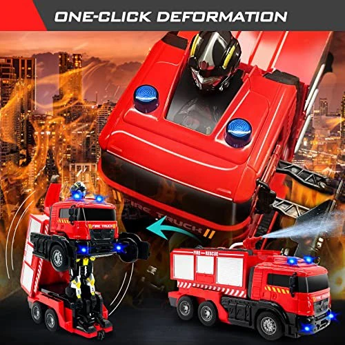 Remote Control Fire Truck Toy Set with LED Lights and Sound - 3 Small Fire Trucks - Image 2