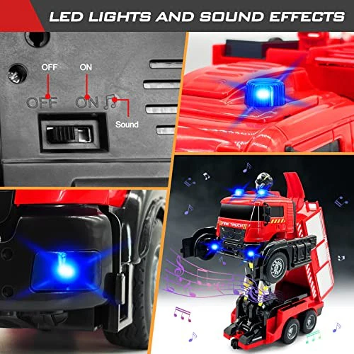 Remote Control Fire Truck Toy Set with LED Lights and Sound - 3 Small Fire Trucks - Image 5