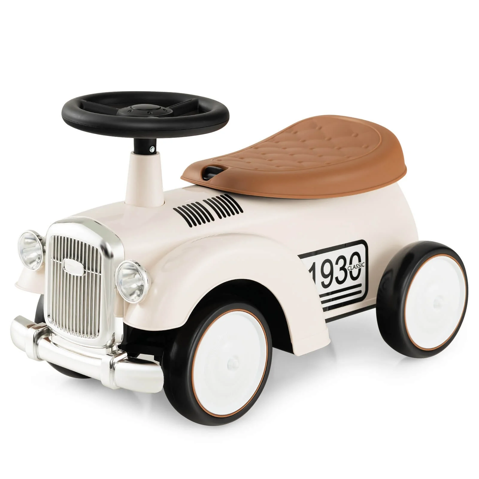 Retro Kids Sit-to-Stand Ride-On Vehicle with Functional Steering Wheel