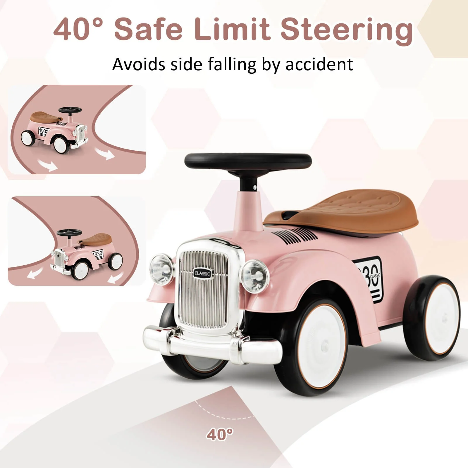 Retro Kids Ride-On Sit-to-Stand Vehicle with Functional Steering Wheel - Image 5