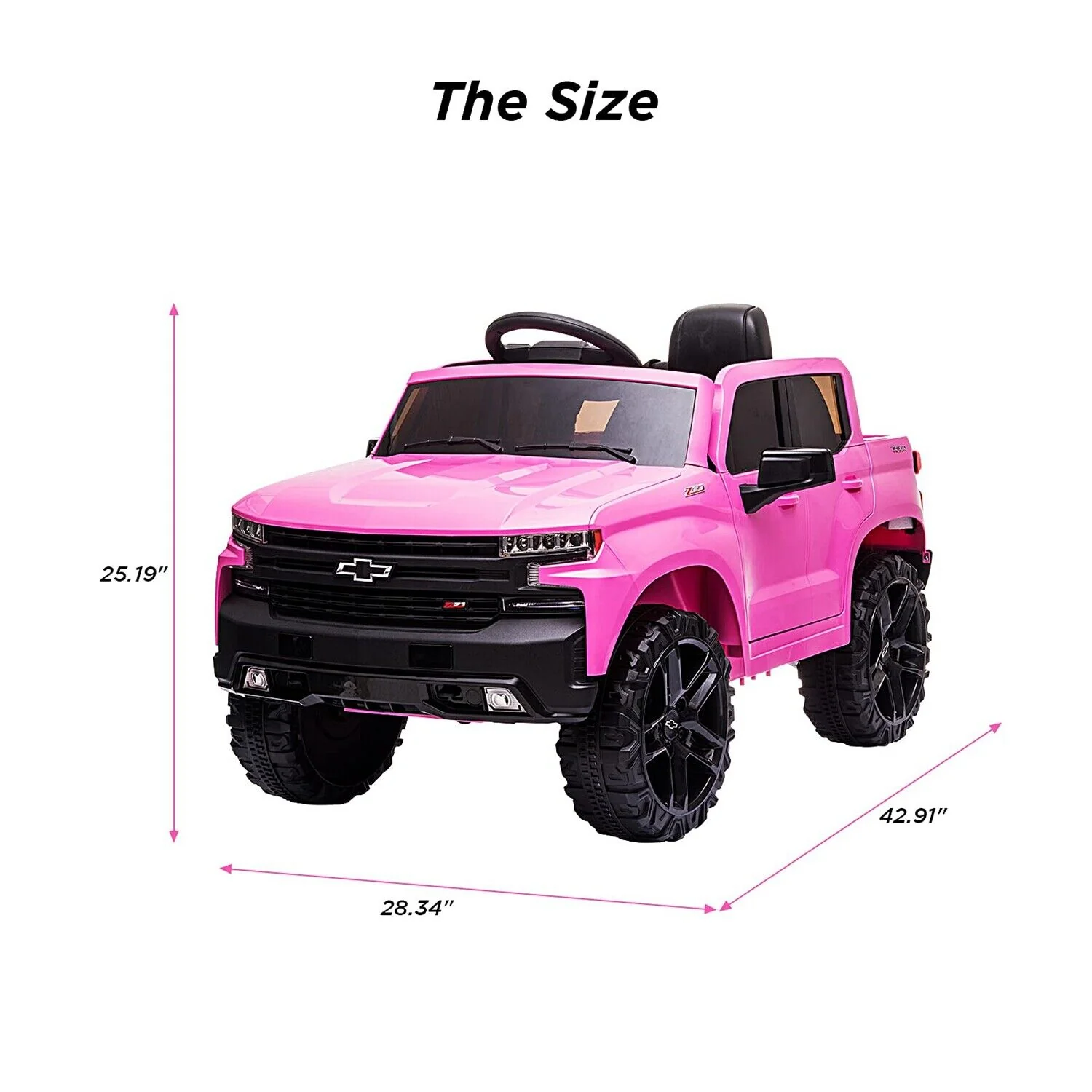 Rev Up the Fun with the 12V Licensed Chevrolet Silverado GMC Kid's Pink Car Truck - Image 6