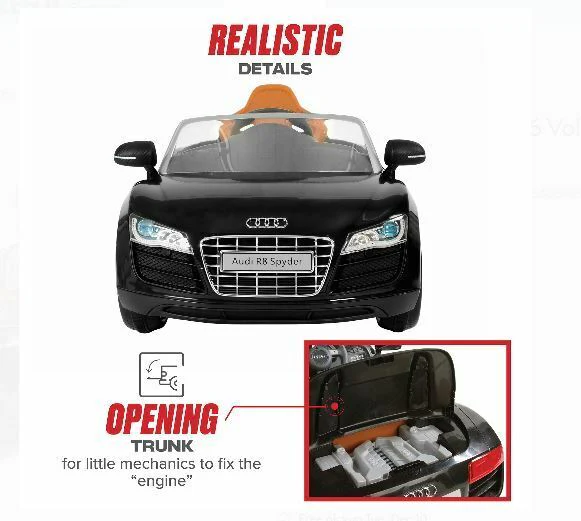 Rev up the Fun with the Audi R8 Spyder 6V Children's Ride-On Toy in Sleek Black - Image 4