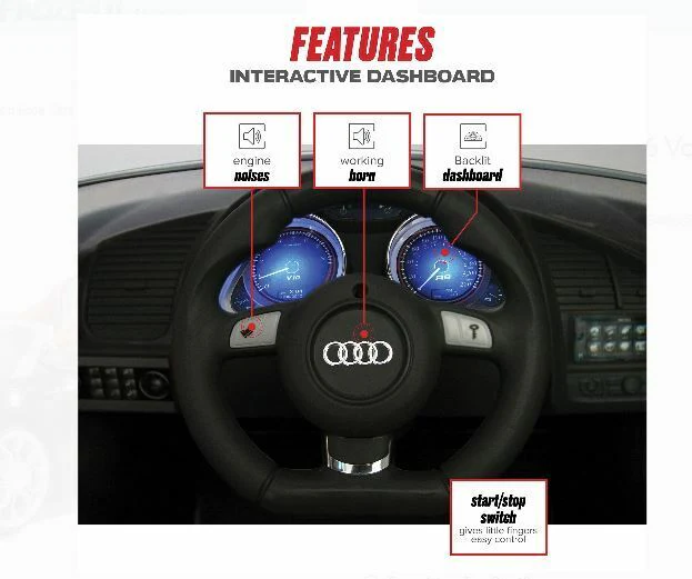 Rev up the Fun with the Audi R8 Spyder 6V Children's Ride-On Toy in Sleek Black - Image 5