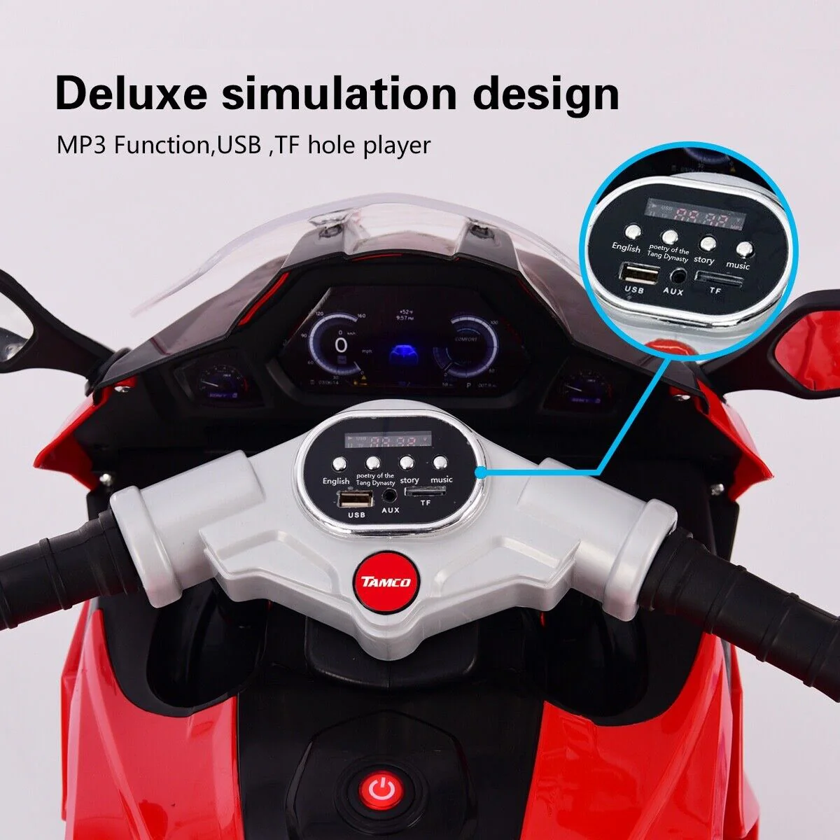 Rev Up the Fun with the TAMCO Kids Electric Ride-On Motorcycle - 12V with Three Light-Up Wheels! - Image 3