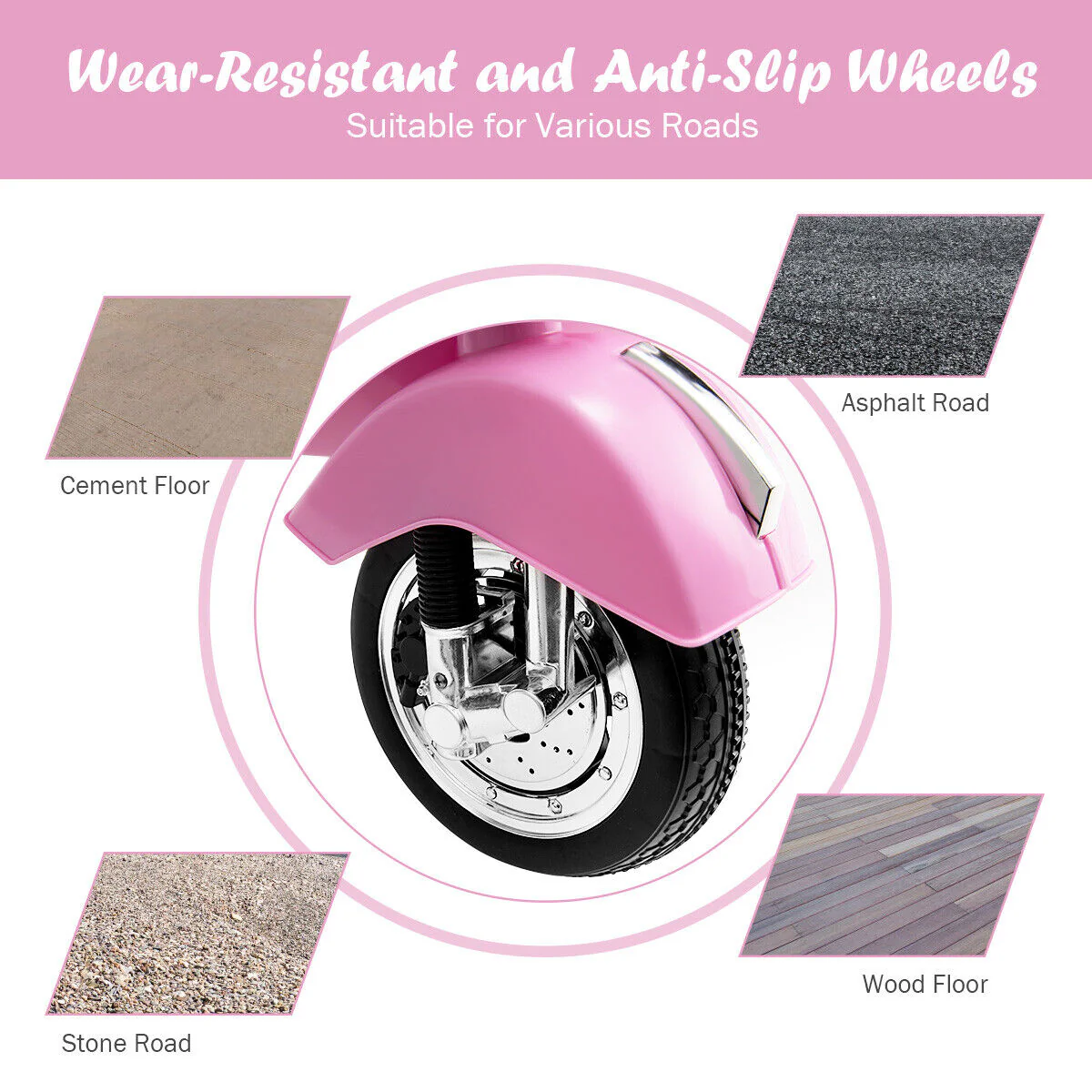 Ride in Style: Pink 6V Kids Vespa Scooter with Training Wheel and Headlight - Image 8
