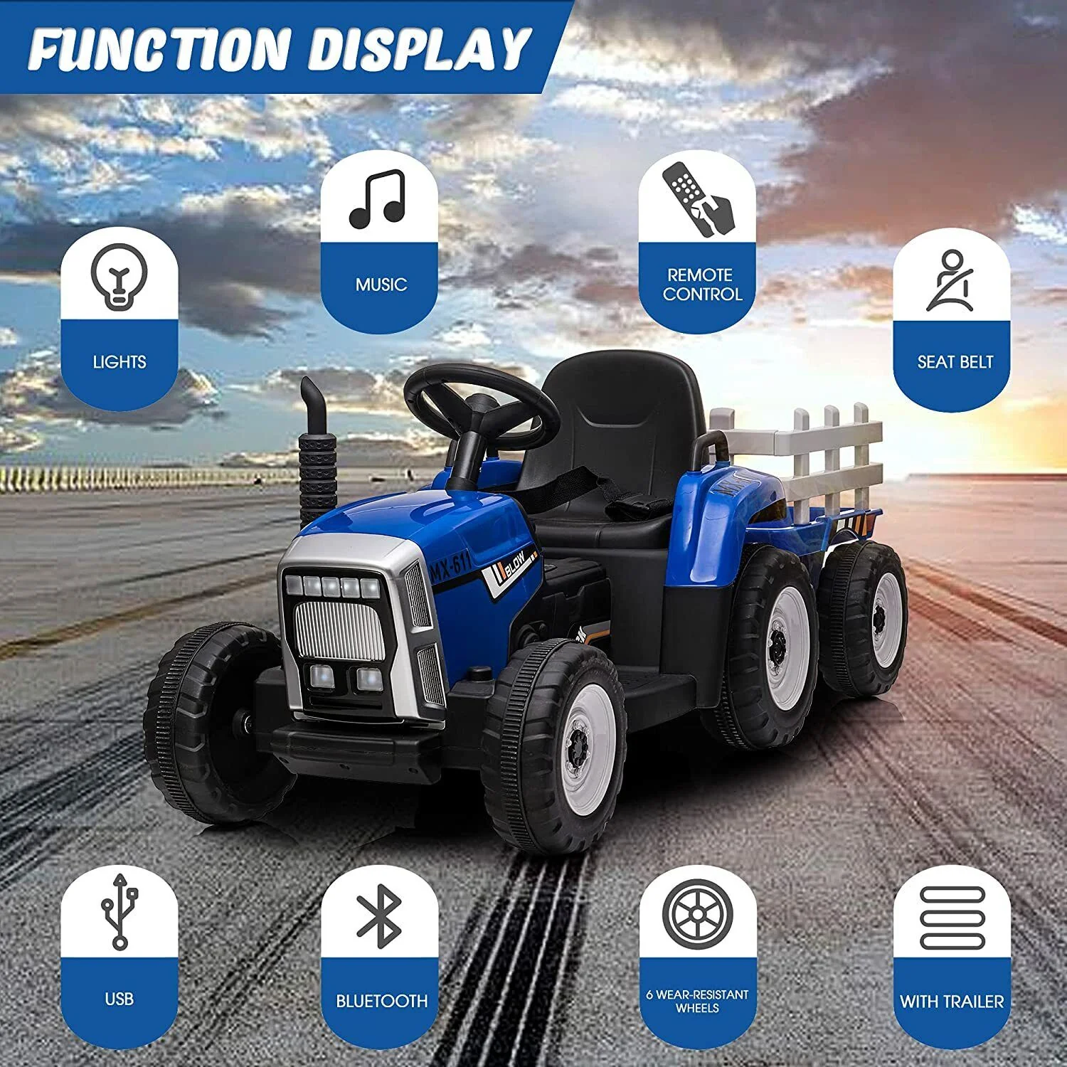 Ride in Style with the LUCKYERMORE 12V Electric Tractor Trailer for Kids - Image 6