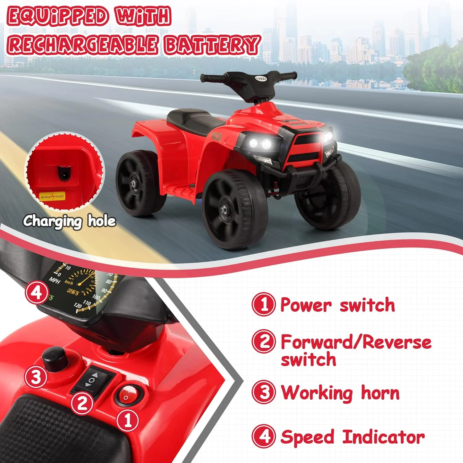 Electric Four-Wheeler Ride-On ATV Toy for Kids Ages 1-3 - Image 7
