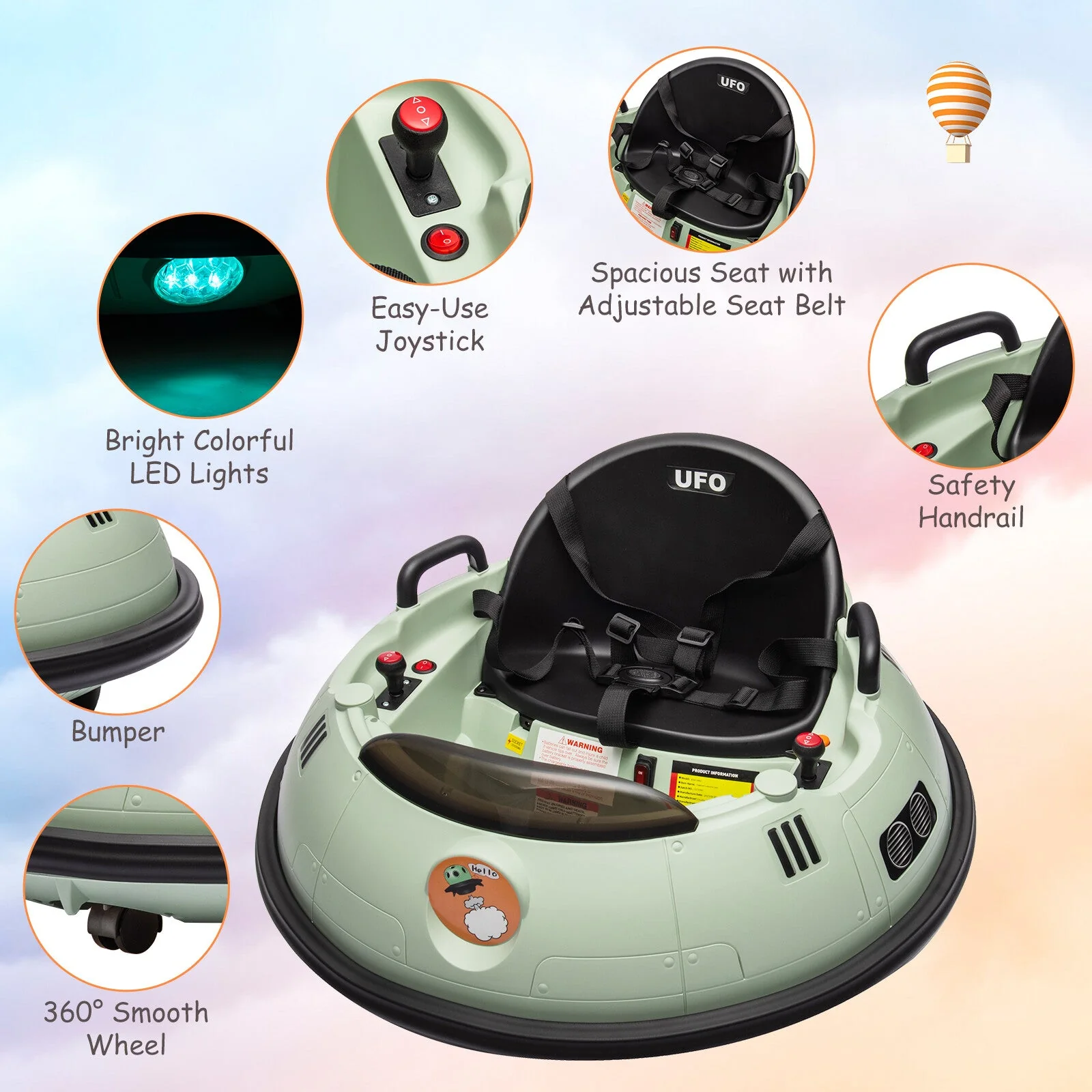12V Electric Ride-On Bumper Car for Toddlers with Remote Control - Image 7