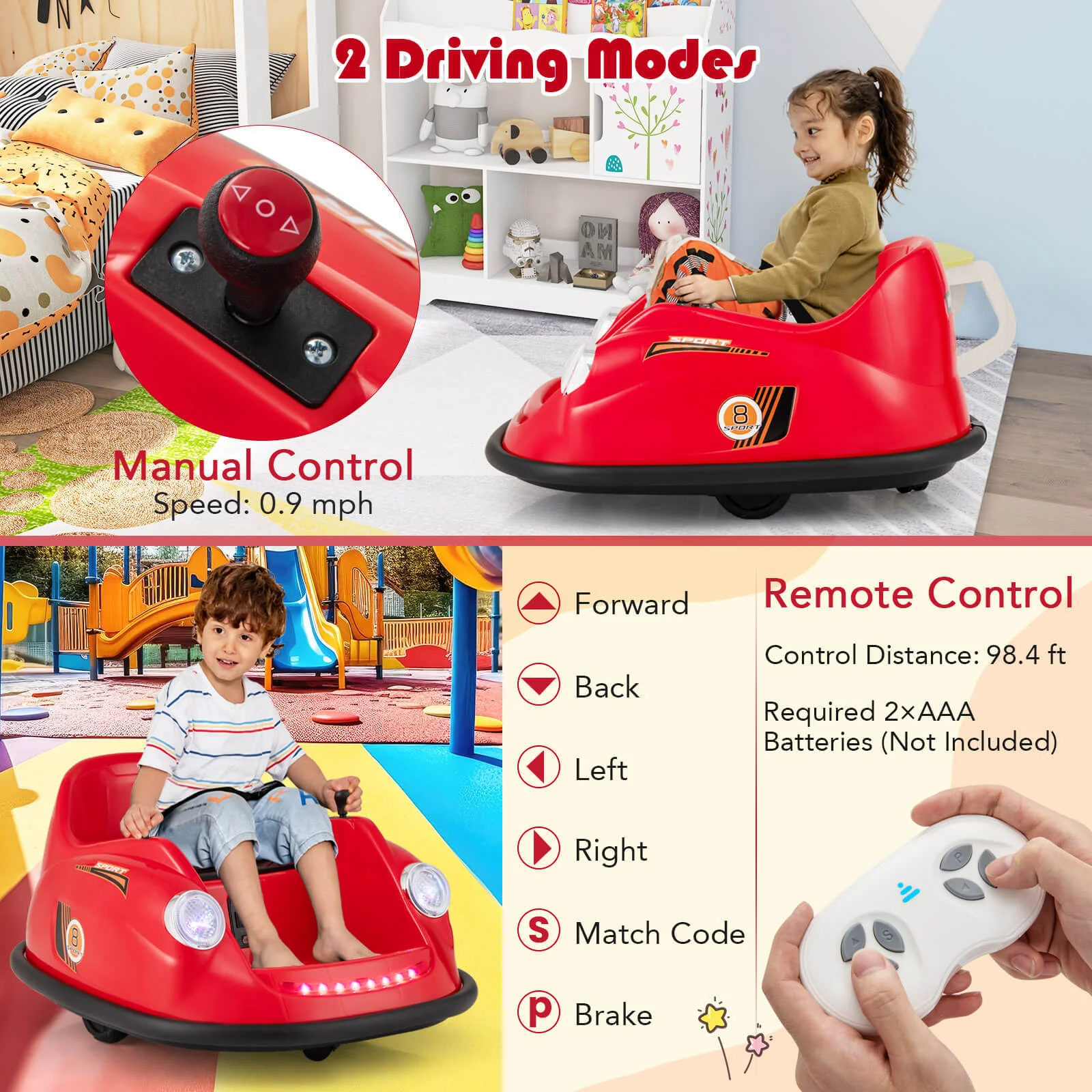 Kids Ride-On Bumper Car with Remote Control, 360-Degree Spin and LED Lights - Image 6