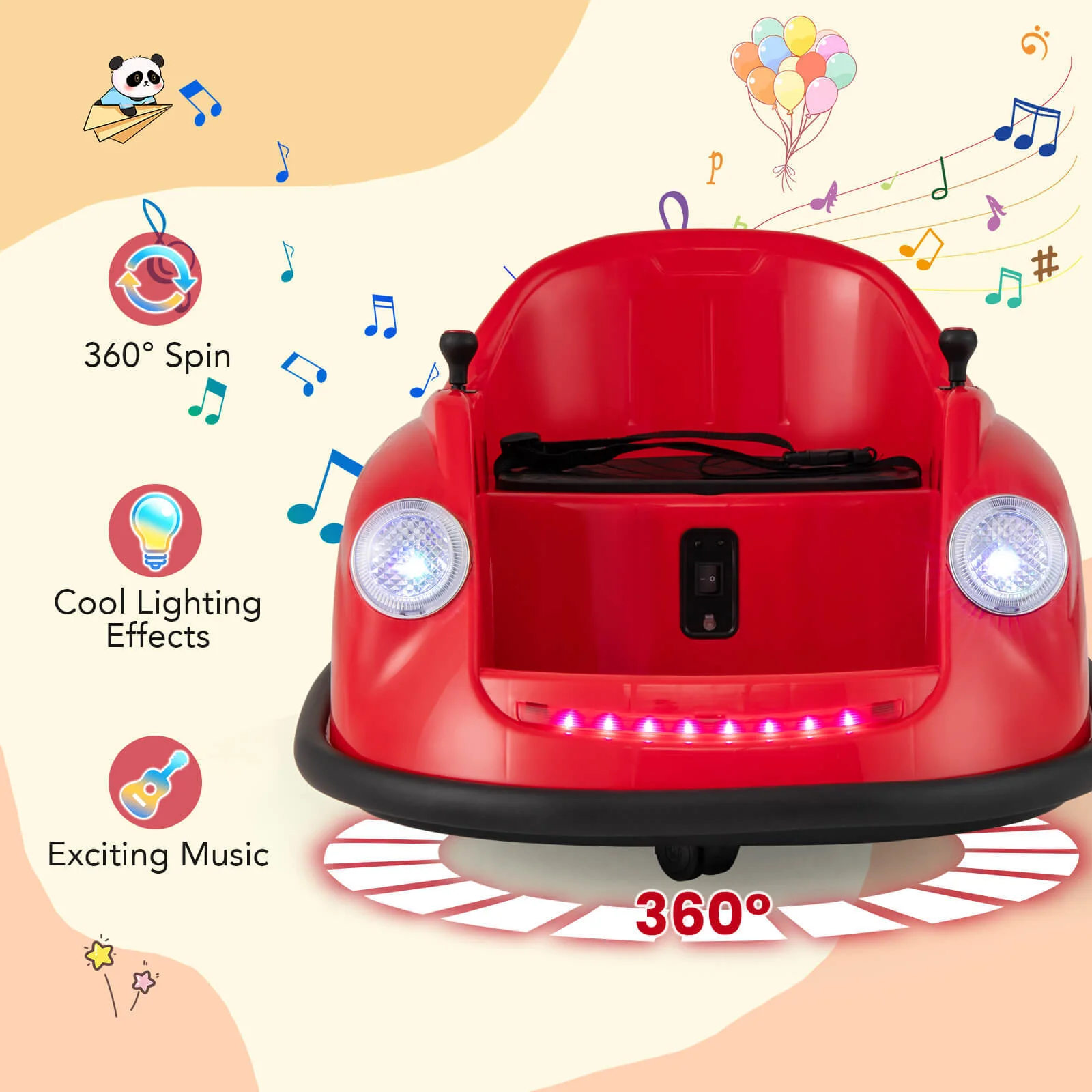 Kids Ride-On Bumper Car with Remote Control, 360-Degree Spin and LED Lights - Image 7