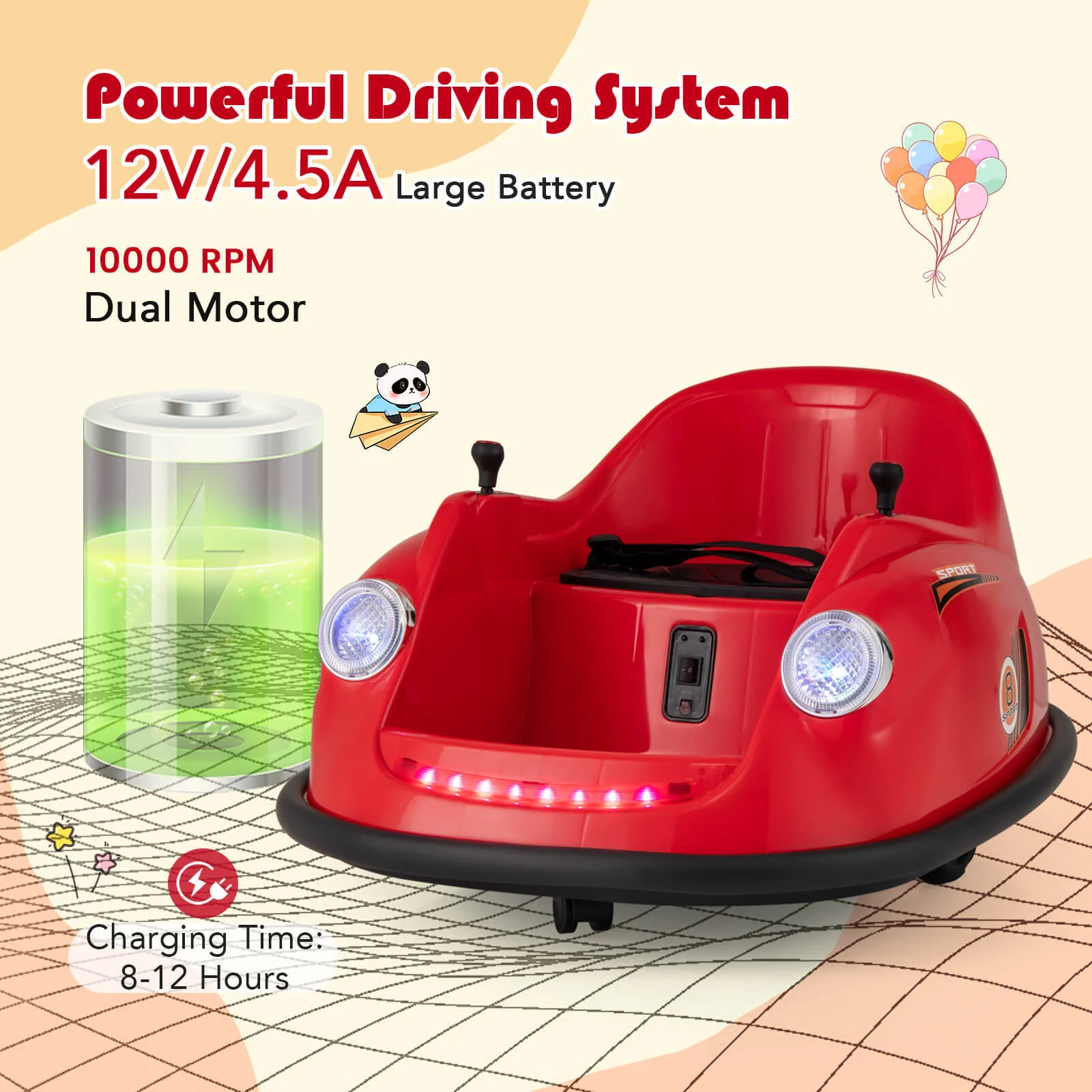 Kids Ride-On Bumper Car with Remote Control, 360-Degree Spin and LED Lights - Image 8