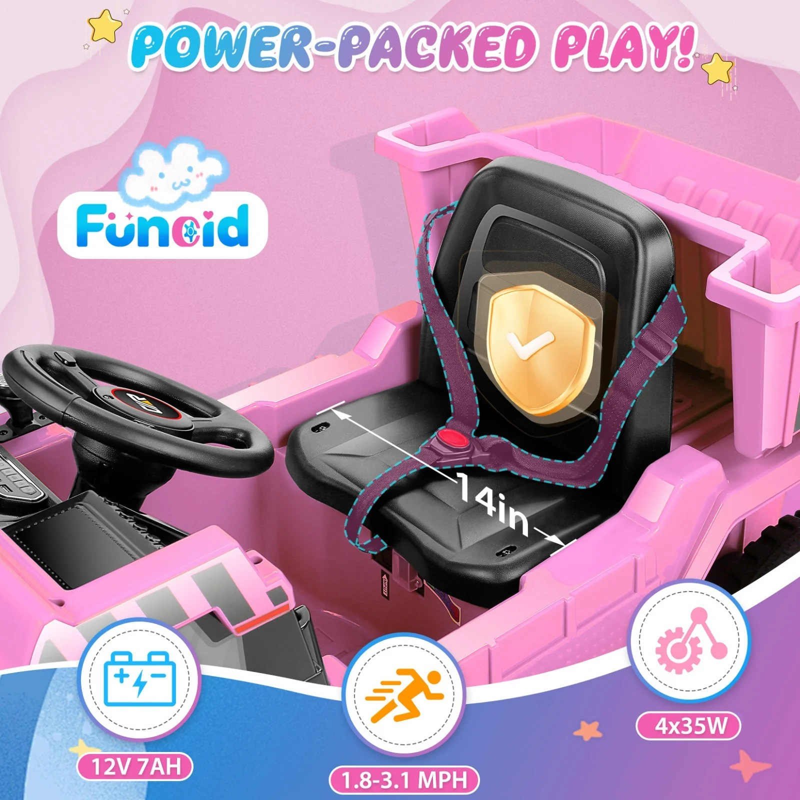 12V Electric Ride-On Dump Truck for Kids with Functional Dump Bed - Image 3