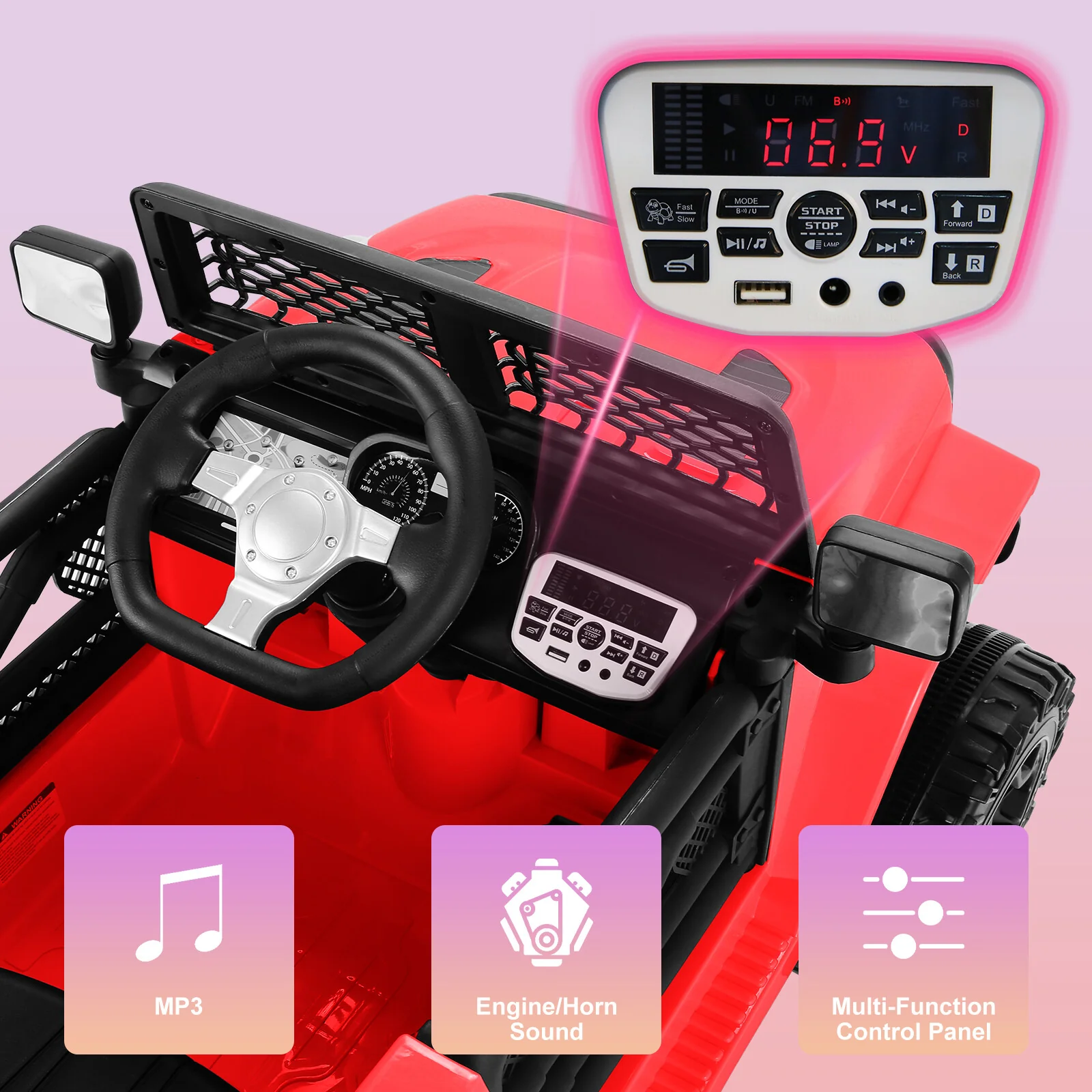 12V Motorized Kids Ride-On Car with Remote Control and 3-Speed Electric Toy - Image 4