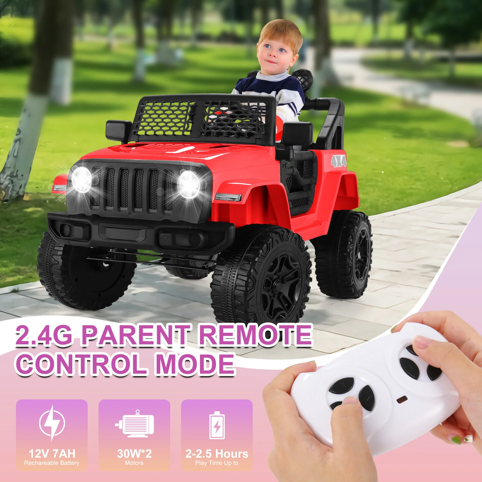 12V Motorized Kids Ride-On Car with Remote Control and 3-Speed Electric Toy - Image 5