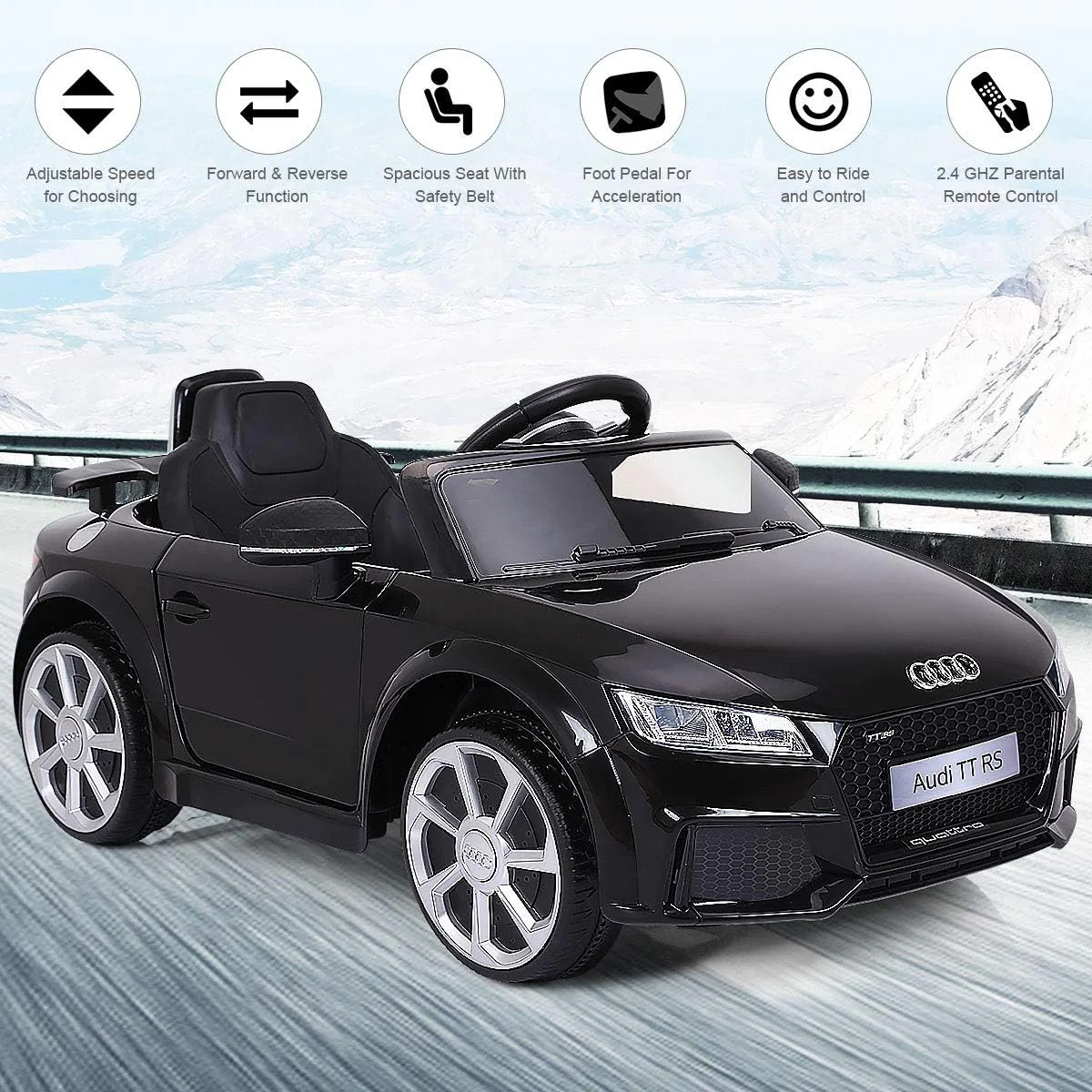 12V Licensed Audi TT RS Ride-On Car Battery Powered Motorized Vehicle with 2.4G Remote Control - Image 4