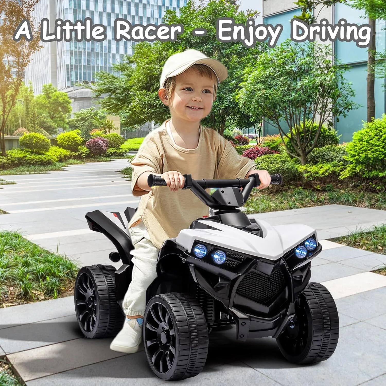 Kids Ride-On ATV with 1.8 MPH Max Speed, LED Lights, Foot Pedal, and Music - Image 2