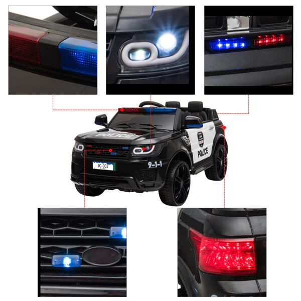 Electric Ride-On Police Car for Kids with 3-Speed Battery, Remote Control, Alarm, and Lights - Image 3
