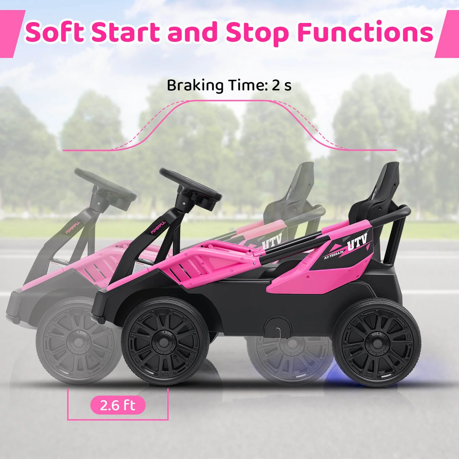 12V Electric Ride-On UTV for Kids with Remote Control Pink - Image 6