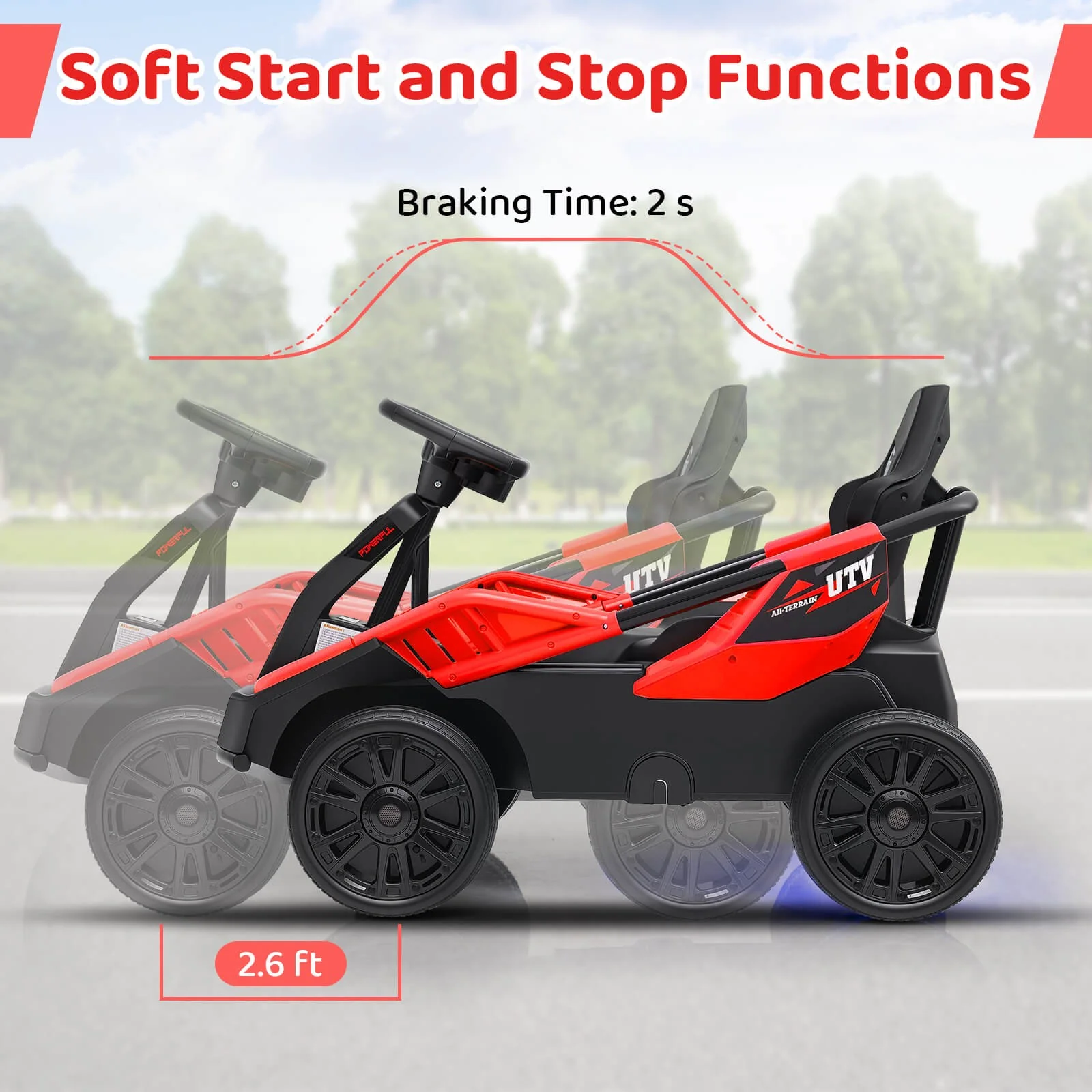 12V Battery-Powered Electric Ride-On UTV for Big Kids with Remote Control Red - Image 6