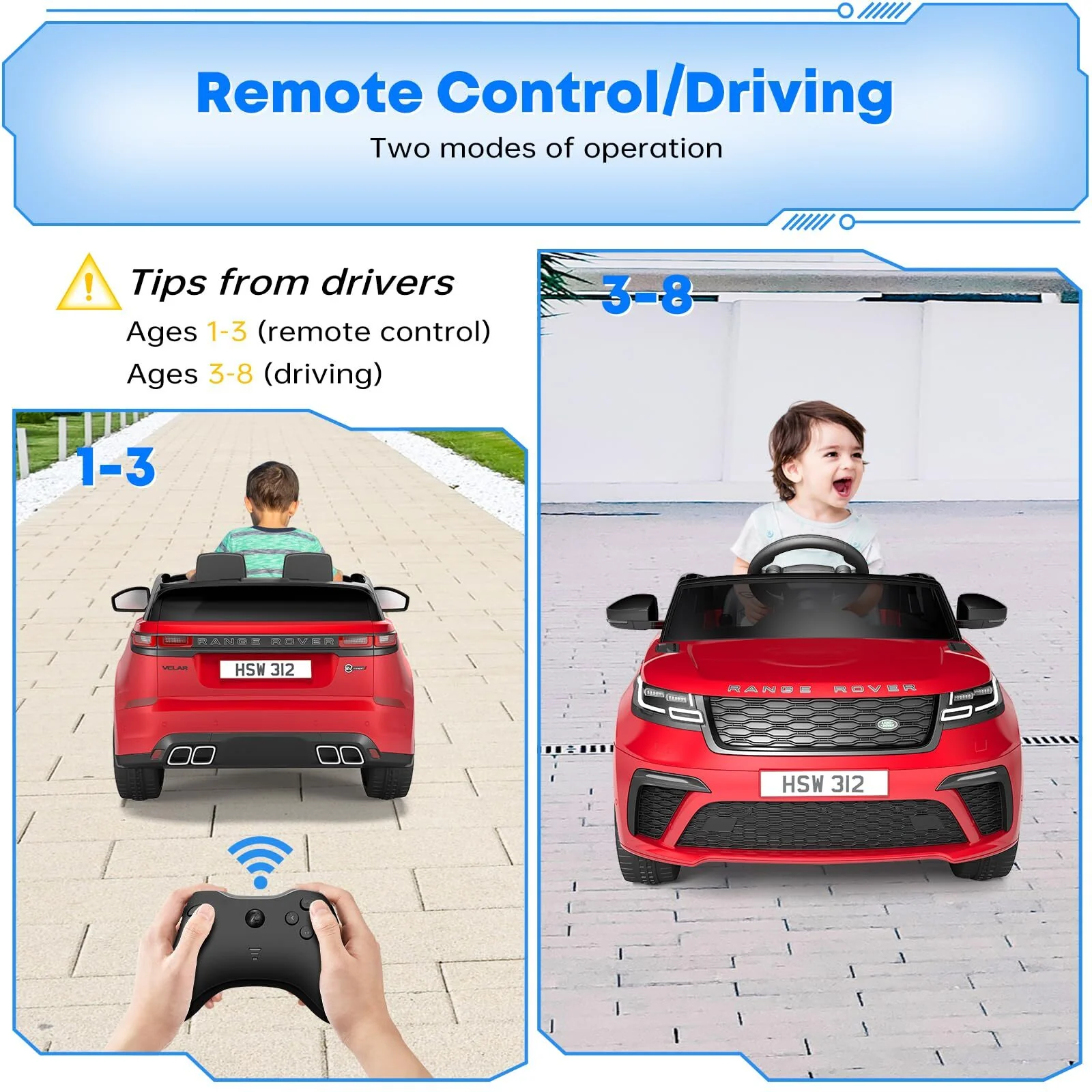 12V Battery-Powered Red Electric Ride-On Car for Kids with Remote Control - Image 3