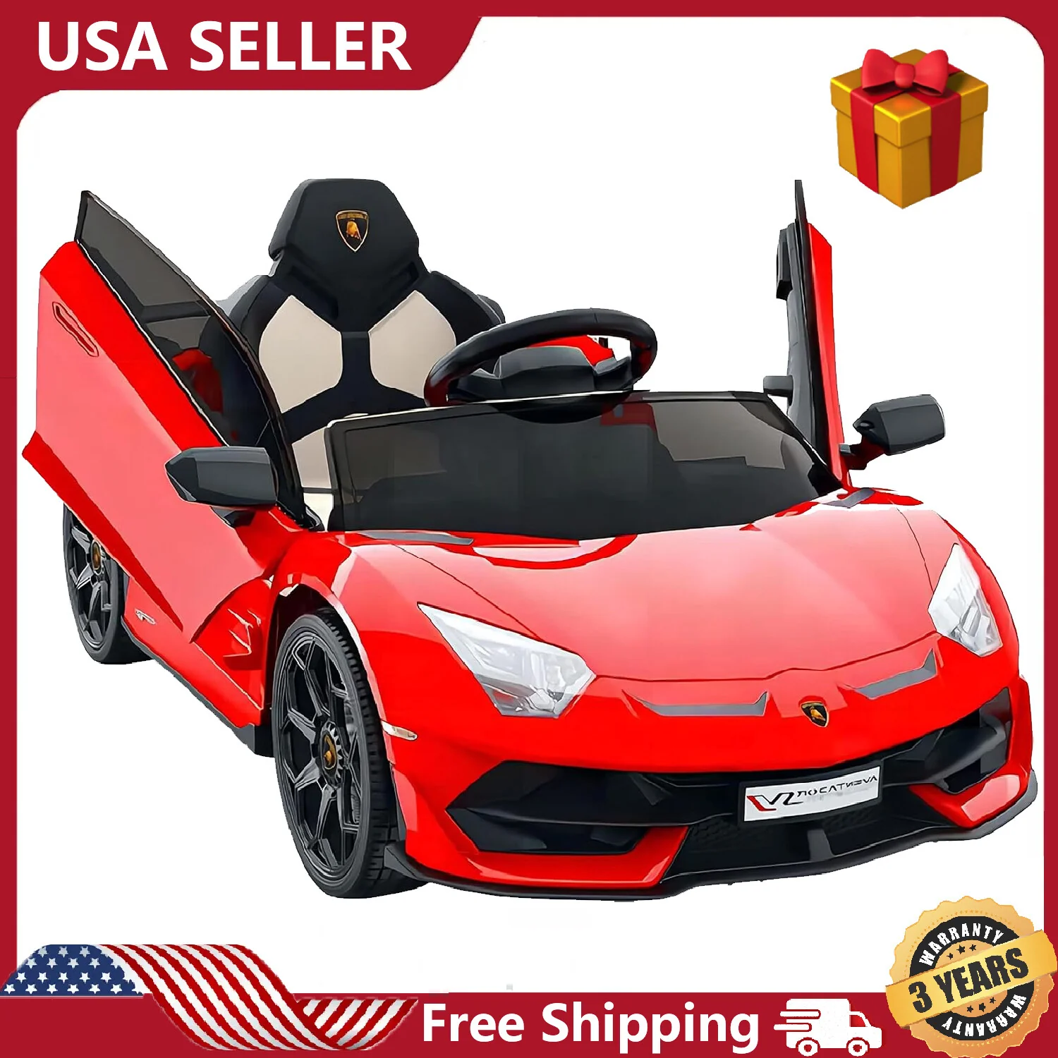 12V Licensed Lamborghini Electric Ride-On Car for Kids with 2 Speeds