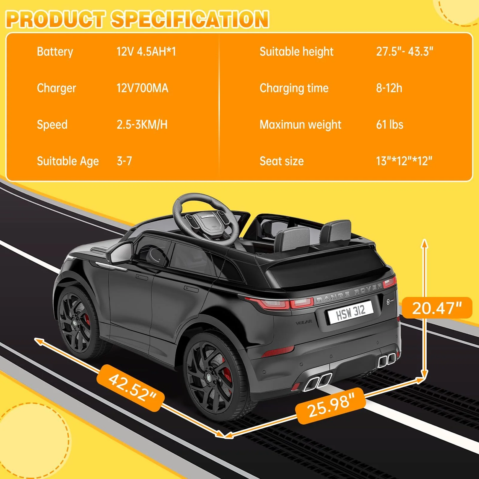 12V Licensed Land Rover Electric Ride-On Car for Kids with MP3 Player and Remote Control - Image 15