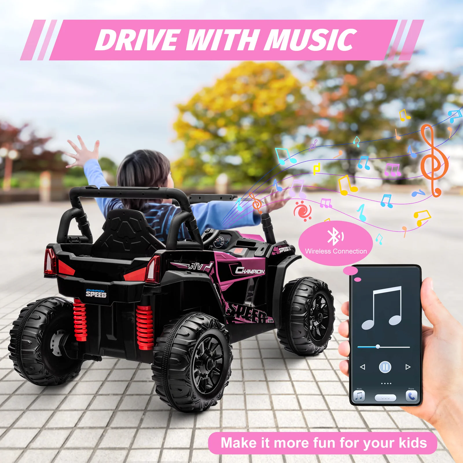 12V Kids Electric Ride-On Truck UTV with Wide Seat and Remote Control - Image 21